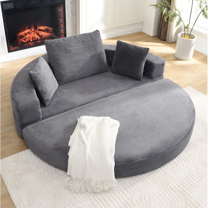ELVORIN Boneless canapé lit modulable 173 x 176 cm velours côtelé gris 3 coussins sans montage