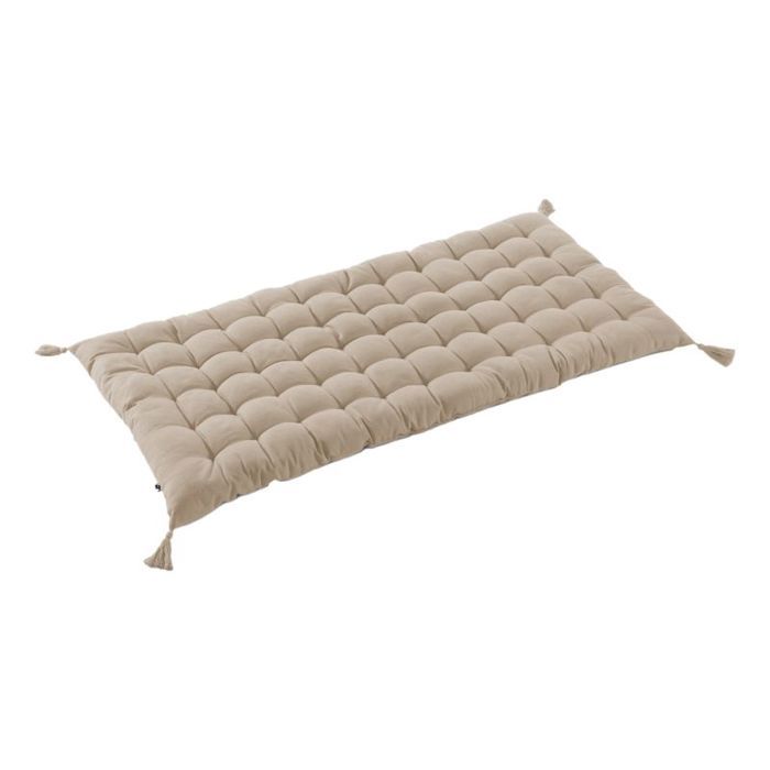 Matelas de sol avec pompons déperlant - Anti-UV Outdoor Kala en Coton 60 x 120 cm lEffet Papillon - Ficelle