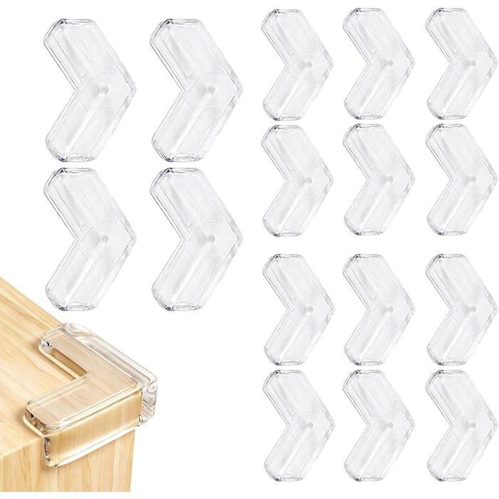 Lot de 16 Protections angle pour MeublesProtecteurs Angles de Table Transparente pour Sécurise 16 Formes en L