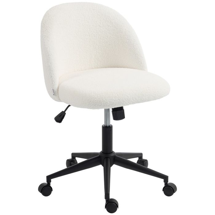 Chaise de bureau - HOMCOM - pivotante avec roulettes - hauteur réglable et foncion de bascule - polaire Teddy - crème Chaise de bureau - HOMCOM - pivotante avec roulettes - hauteur réglable et foncion de bascule - polaire Teddy - crème