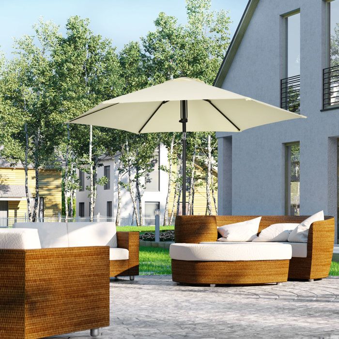 Parasol de jardin 27 x 25 m beige et noir polyester et métal toit inclinable