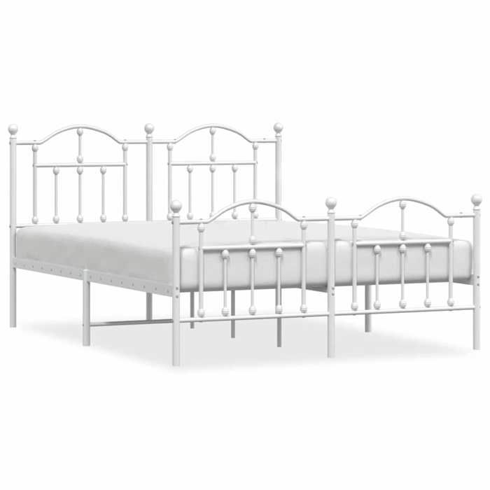 Luxe&Mode Structure de lit métal sans matelas et pied de lit blanc 140x190 cm 2 ans garantie LV9762