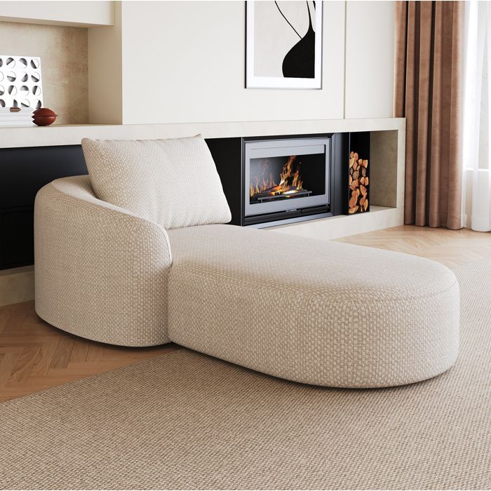 Canape Meridienne Gauche 1 Place En Tissu Blanc Sofa Design FloraGrace Pour Salon Ou Chambre Sans Montage 168x106x85cm