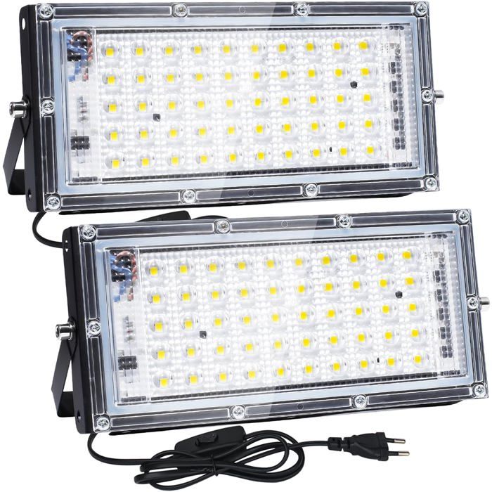 Projecteur Led Exterieur 50W2 Pièce 5000Lm Spot Led Extérieur6500K Blanc Chaud Projecteur LedIp65 Étanche Eclairage Exter[CA64]