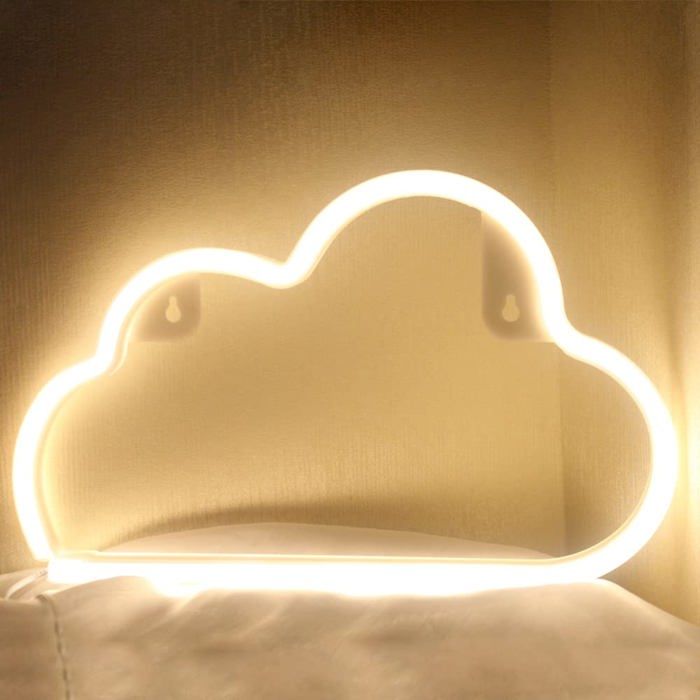 Lampe néon LED nuage décoration murale alimentation USB/piles chambre fête mariage (Blanc chaud) Dupcheliry