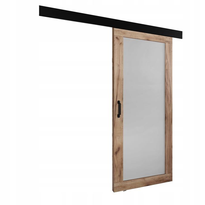 KIER FURNITURE Porte Coulissante Intérieur avec Rail PALADIO - 96x205 cm - Porte Intérieure Chambre - Chêne Craft & Blanc