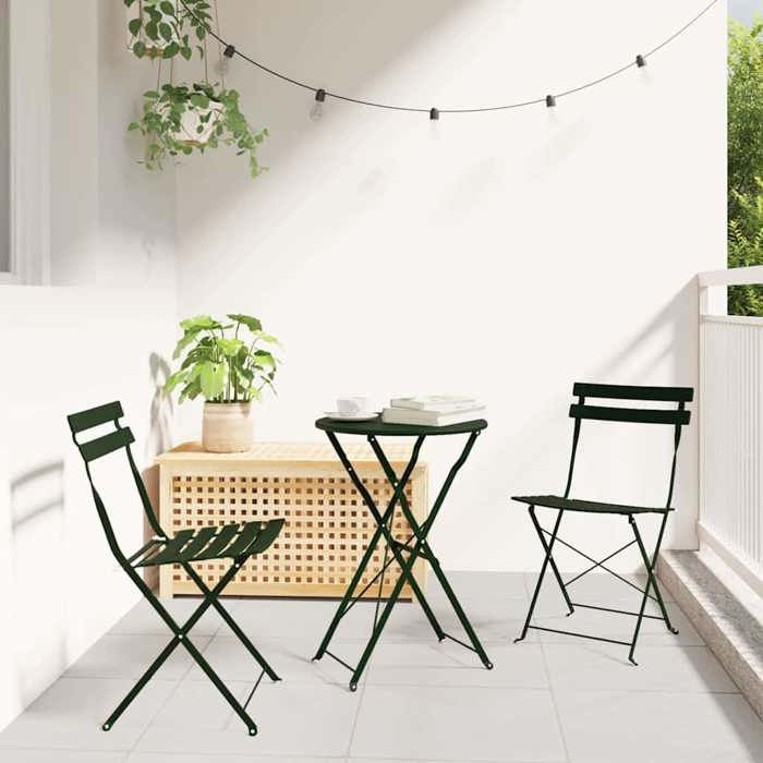 Vert Chaise de jardin pliante 2 pcs Vert 42x46x82cm Métal - Siège de balcon LV65877