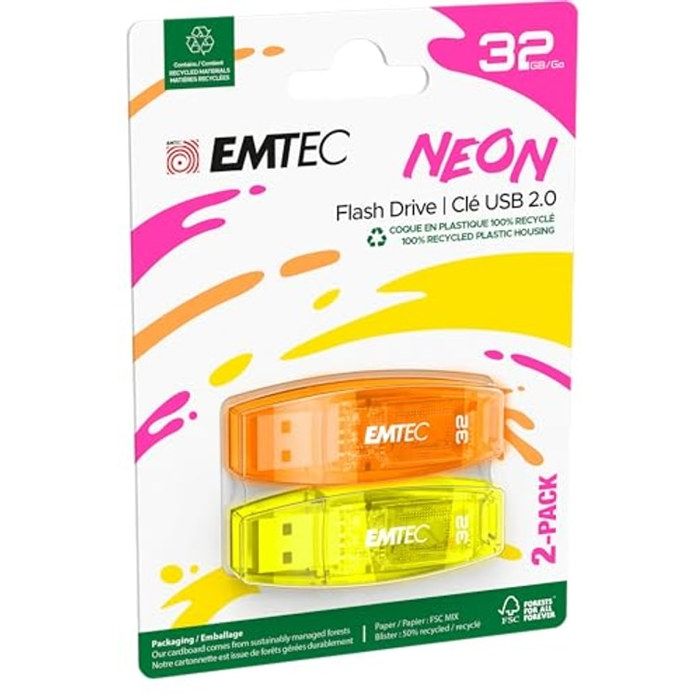 Emtec C410 Neon Unità Flash Usb Usb Tipo A 2.0 Arancione Giallo - vue 2