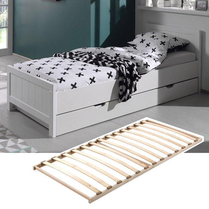 GASTON - Lit 90x200cm avec Tiroir de Lit et Sommier GASTON - Lit 90x200cm avec Tiroir de Lit et Sommier