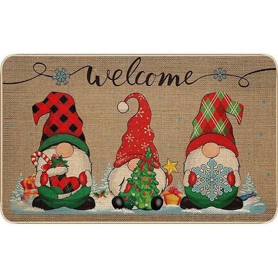 Tapis Noël Antidérapant Père Noël - Lot 2 Pièces Décoration Cuisine Et Entrée