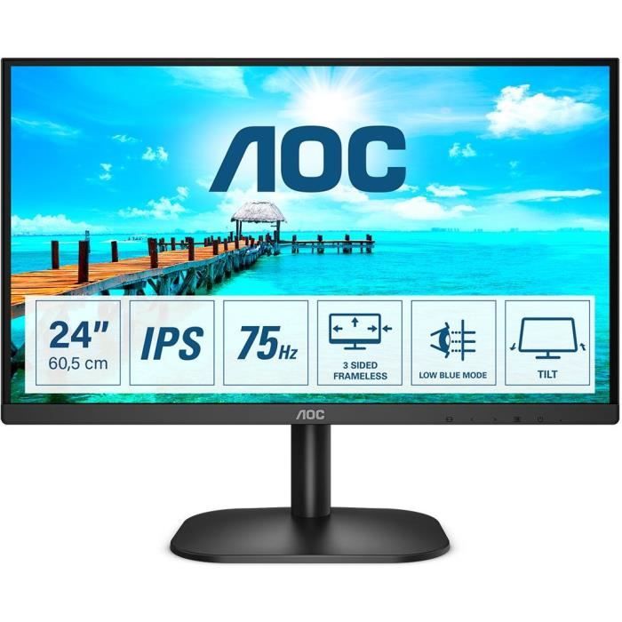 Ecran PC AOC 24B2XDA 238 IPS FHD 4ms 75Hz Haut Parleurs HDMI VGA Adaptive Sync

