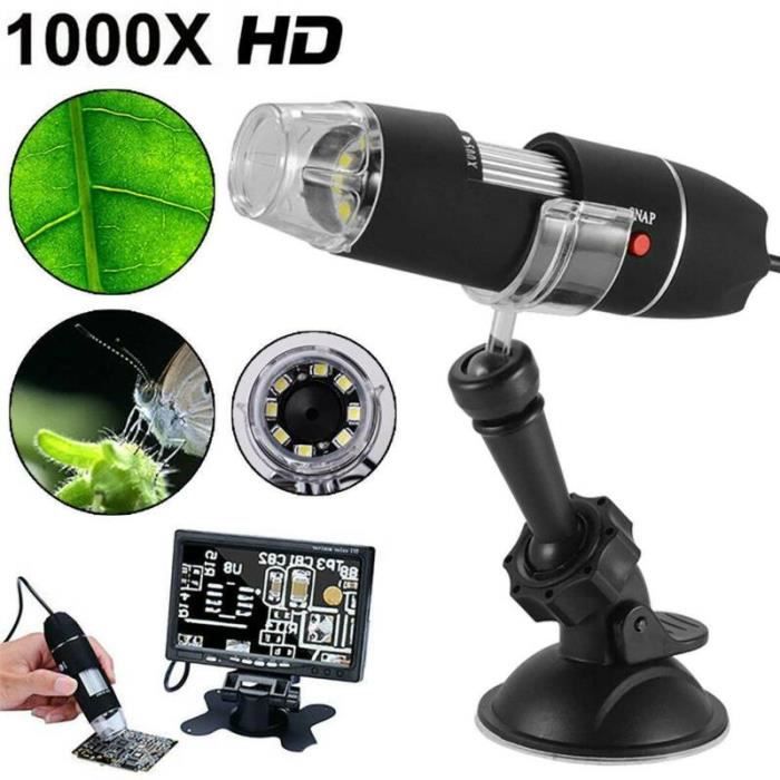 8 LED USB Vidéocaméraendoscopeloupe numériquemicroscope de 1000X du zoom avec le support
