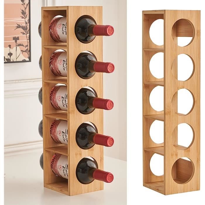 Porte-Bouteilles en Bois pour 5 Bouteilles, Casier à Vin Range Bouteille,  Casier à Vin en Bambou, Étagère à Vin[S396] - Cdiscount Maison