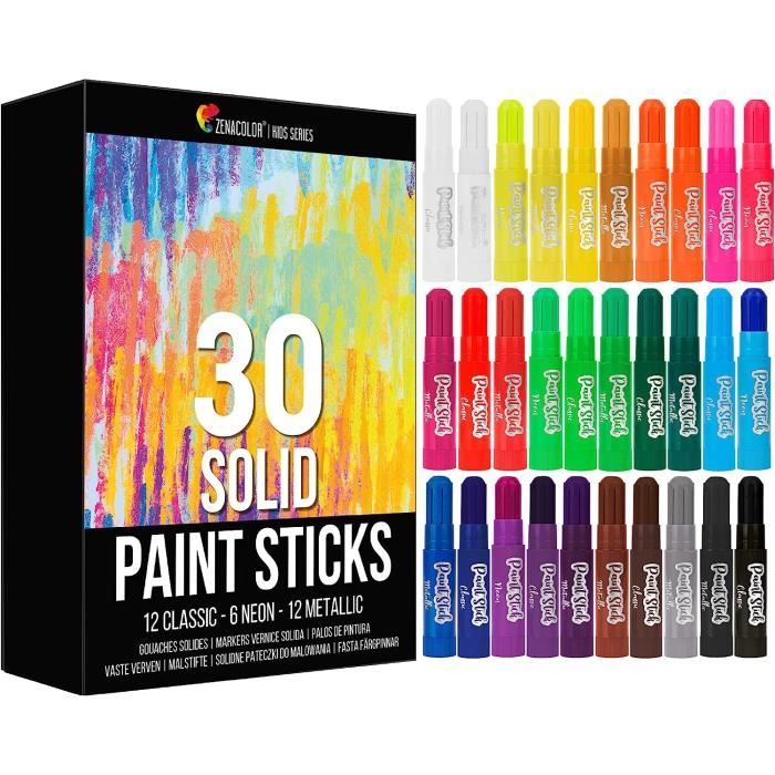 Loisirs Créatifs - Coffret 30 Color Stick Solide Peinture Gouache