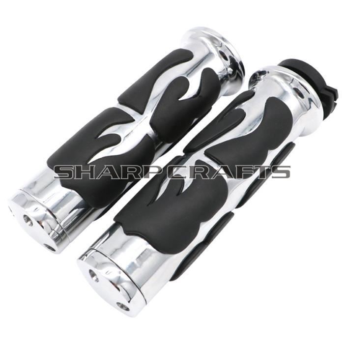 Poignées De Moto 25 Mm Pour Shadow VT/XVS 400/600/750/1100/1300 Et Magna - ABS Chromé Et Caoutchouc