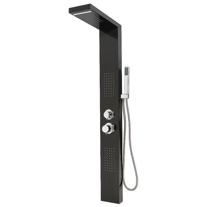 Panneau de douche mural en acier inoxydable, colonne de douche noire avec cascade, ensemble de panneaux de douche LED - Chine Douche, panneau de douche