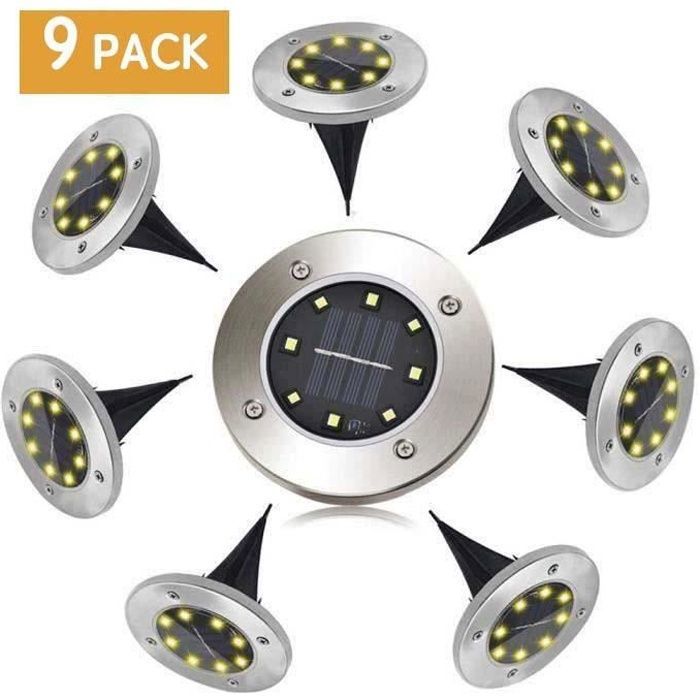 Lampe Solaire Exterieur - Marque - 9 LEDs - Blanc Chaud - Etanche IP65