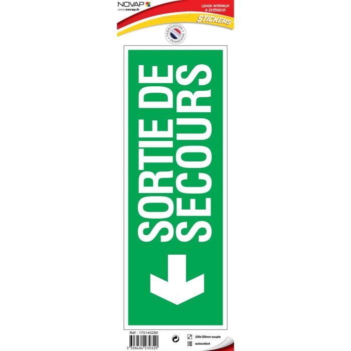 Autocollants Issue De Secours Luminescents - Flèche Gauche PVC 29x13cm (Lot De 6)