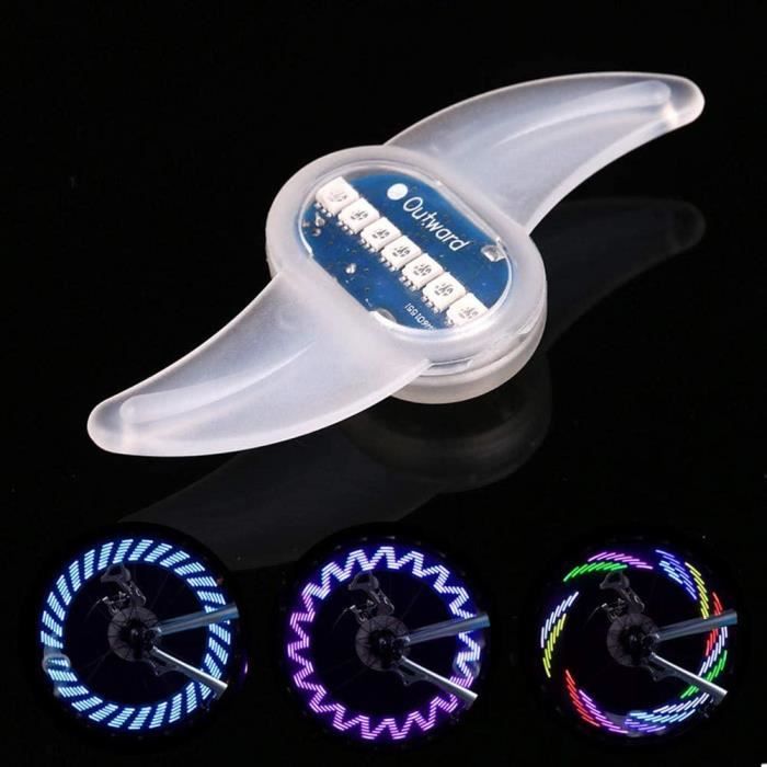 Pack De 2 Feux De Roue De Vélo LED - 7 Couleurs, 15 Modes - Sécurité Et Décoration Nocturne - Neuf Avec Piles