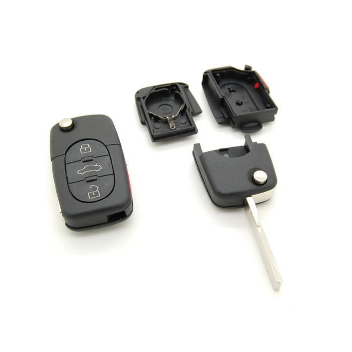Coque De Télécommande Pour Audi (A1, A3, A4, A5, A6, A8, TT, Q7) - 3 Boutons + PANIC, Neuve