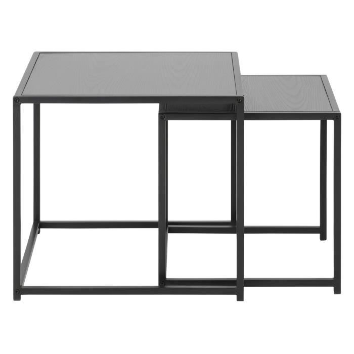 tables gigognes - toilinux - duo en mdf et métal - noir - contemporain - design