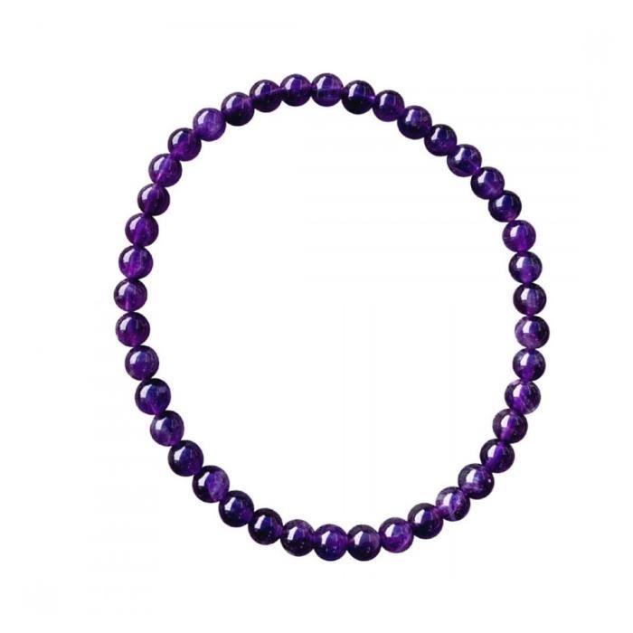 Bracelet - Améthyste - 4mm - Violet - Élastique - 16cm - 42 perles naturelles