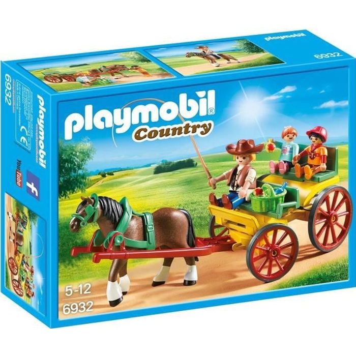 PLAYMOBIL 6932 - Country - Calèche avec Attelage