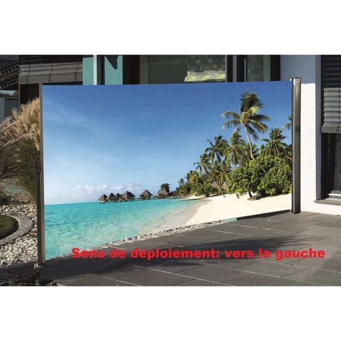 Brise-vue rétractable avec motif photo 160 x 300 cm, plage des mers du Sud