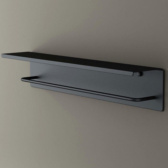 Porte-serviette noir mate Sogood support de serviettes en inox rangement à suspendre étagère murale 50x10x10cm MMF258