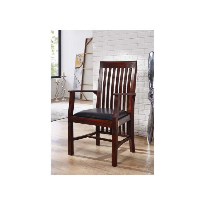 fauteuil rembourré - bois massif d'acacia laqué (nougat) - style colonial - bangalore oxford #1