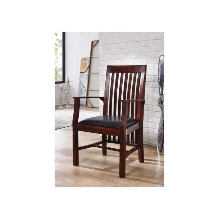Fauteuil rembourré - Bois massif dacacia laqué (Nougat) - Style colonial - Bangalore OXFORD #1