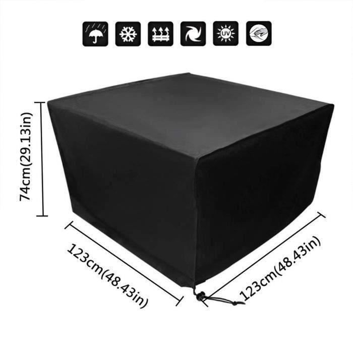 Housse de Protection Bâche Couverture Jardin pour Meuble Chaises et Couverture Étanche Polyester Cube 123 x 123 x 74cm A50203