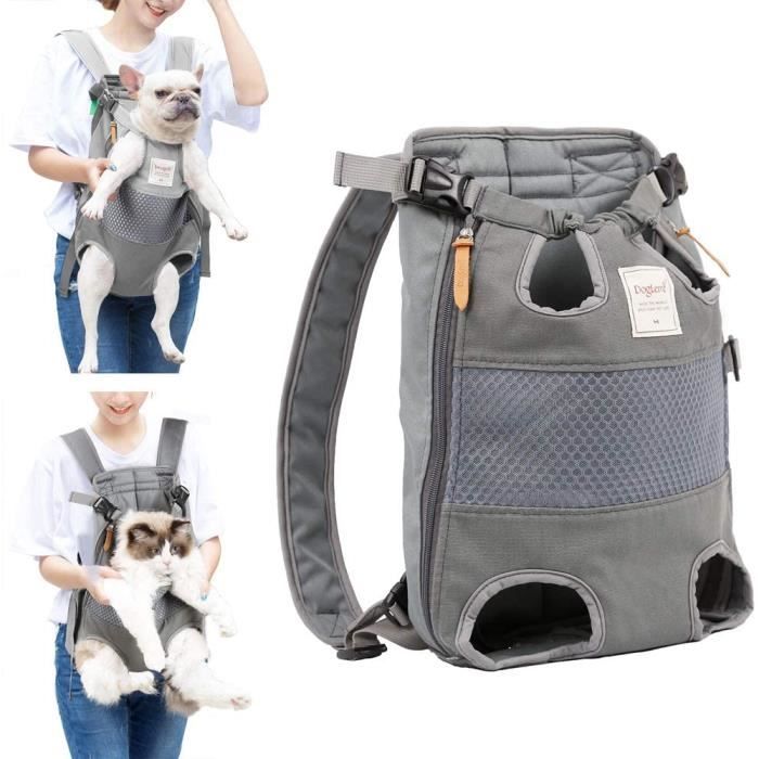 Sac ventral de transport pour chien gris 25x40 cm – toile et maille pour animaux jusquà 12 kg