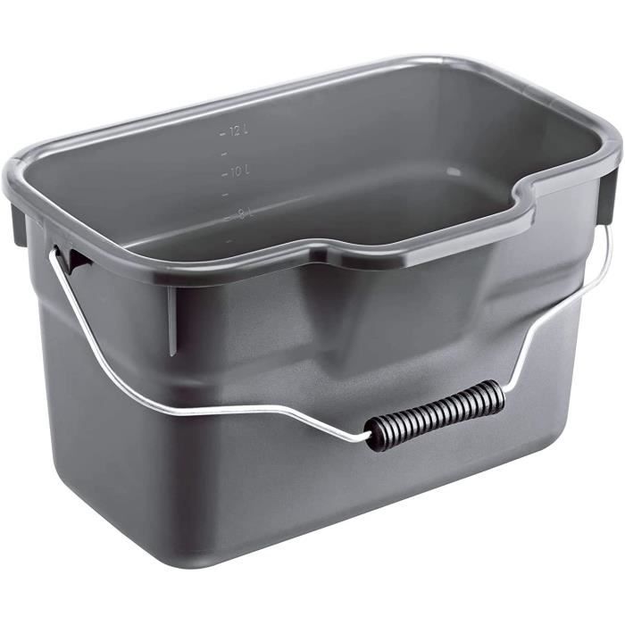 Seau avec couvercle - Noir - En plastique - Qualité supérieure - Avec