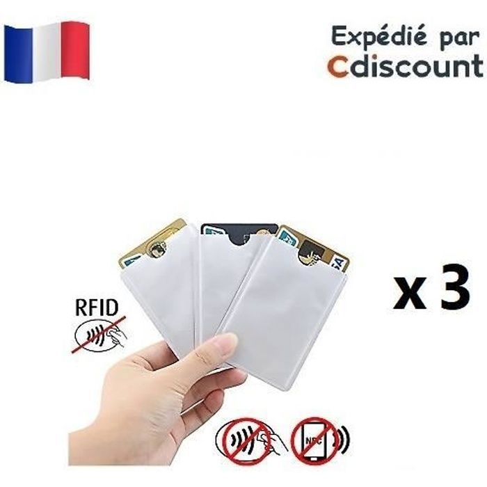 Lot de 3 étuis RFID - argent - Protège votre carte des paiements non désirés sans contact