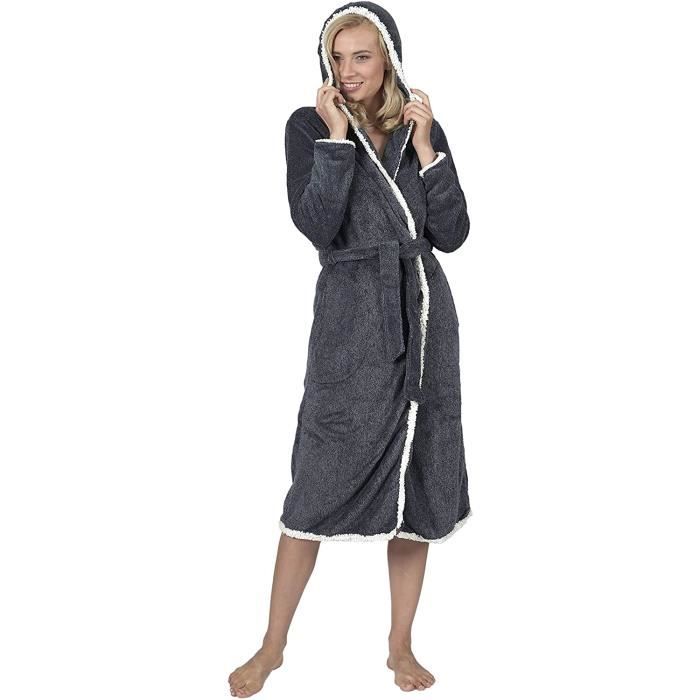 Peignoir Femme Robe de Chambre Femme Chaud Long Flanelle Peignoir