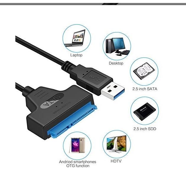 Heden Adaptateur SATA USB3.0 HDD/SSD 2.5'' SATA Noir pas cher 