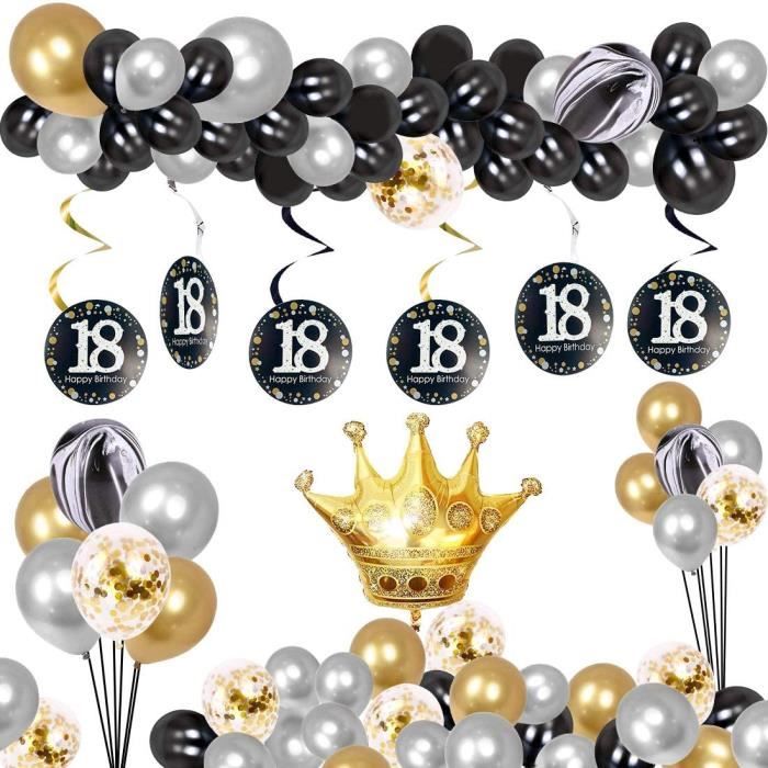 Table 18 Ans Deco Anniversaire Or Noir 75pieces Noir Or Blanc Latex Ballon Deco Anniversaire Ballons Kit Parfait P718 Cdiscount Maison