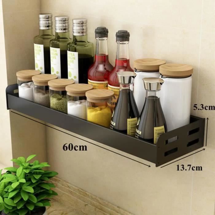 Étagère à Épices Cuisine Mural sans Percer Porte Epice en Métal