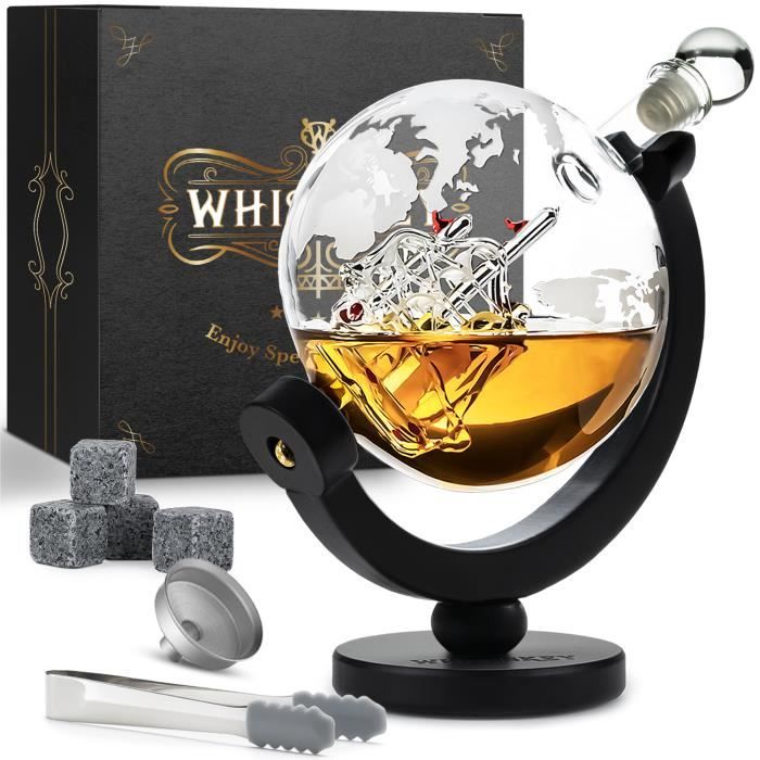 Whisiskey Carafe Whisky - Globe Terrestre - 900 ml - Avec Support