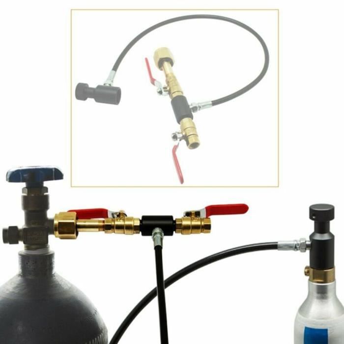 Station De Remplissage CO2 Pour Paintball - Double Valve à Levier, Tuyau 32" - SixFeetUnder