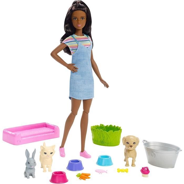 Barbie-FXH12 Playset Bain de Bébé Aux Chiots Avec Poupée Et 2 Chiot, Jouet  pour Enfants 3 + Anni , Multicolore, FXH12