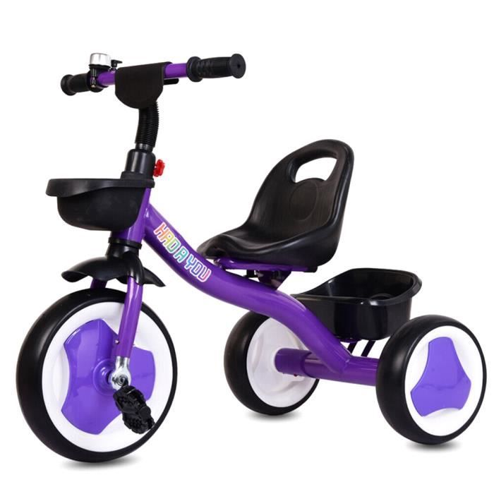 Triporteur Tricycle Draisienne Velo Pour Les Bebes Et Enfants De Plus De 18 Mois Violet Cdiscount Jeux Jouets
