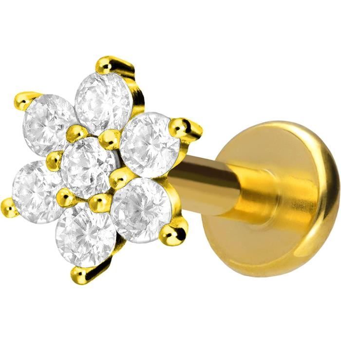 Piercing De Nombril En Titane Avec Zircon Cubique - Taille 14G, Longueur 10 Mm - Filetage Interne, Hypoallergénique - 6