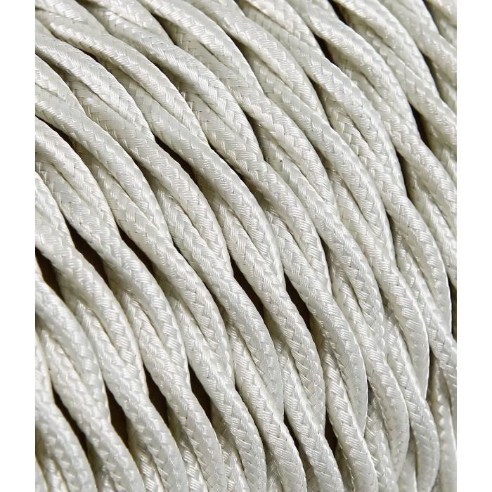 Câble électrique 3 Mètres Avec Revêtement Tissu Gris Foncé - 2 X 0,75 Mm², Fabriqué En Italie
