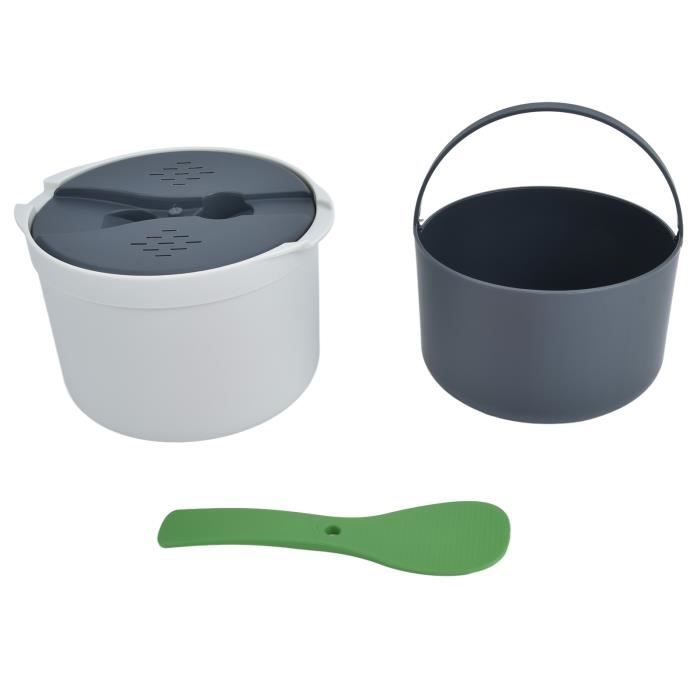 Cuiseur à Riz à Ondes 2L Avec Cuillère D'étanchéité, Matériau PP De Qualité Alimentaire, Couvercle, Passoire Et Marmite à La Vapeur (ORANGE