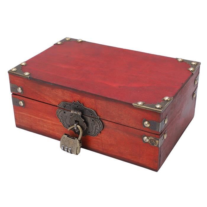 Coffre Au Trésor Vintage En Bois, Boîte Décorative Antique Avec Mot De Passe Pour Collection De Bijoux 21 5 X 15 X 14 Cm 94356982