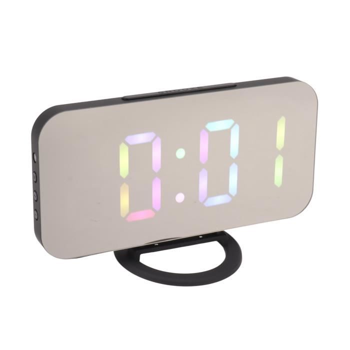 Réveil à Projection LED Avec Miroir - Affichage LCD, Projection De L'Heure, Alimentation USB Ou Piles - Noir/Blanc 12x12 Cm