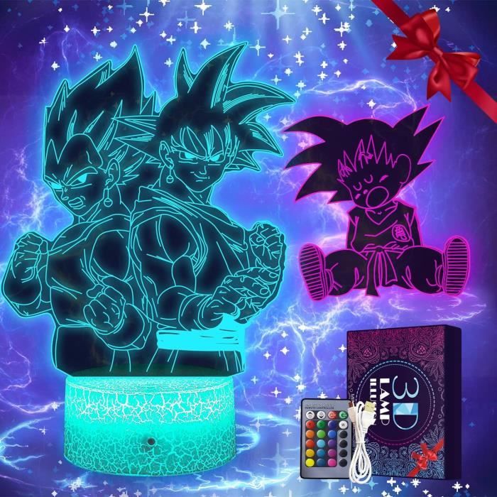 Veilleuse 3D Goku Yelyung - Lampe Enfant Anime - 16 Couleurs Télécommande - Cadeau Anniversaire