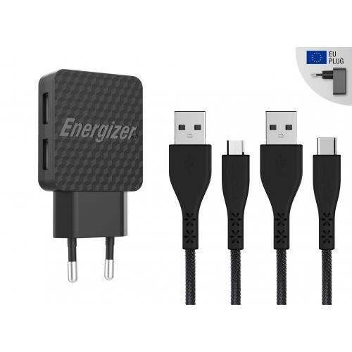 Chargeur secteur Garanti à vie 2. 2USB prise EU câbles USB C 2.0 & Micro USB inclus Neuf - vue 4
